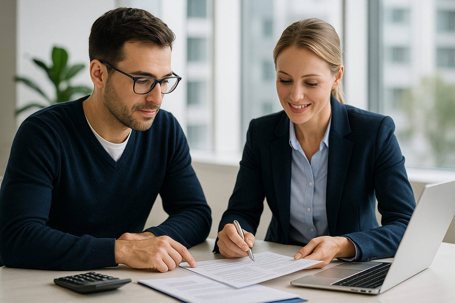 Illustration of brokers reviewing lending criteria